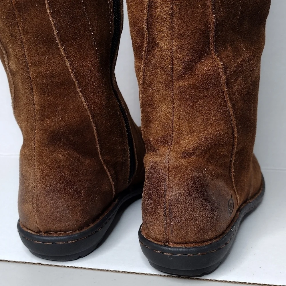 Born Caladium Brown Distressed Zip Tall Riding Over The Knee Boots Sz 6.5